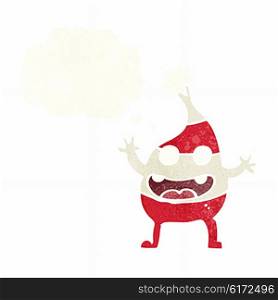 cartoon funny christmas creature with thought bubble