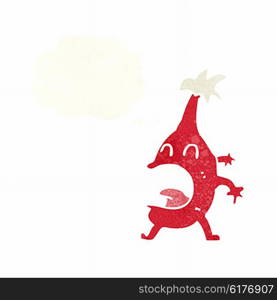 cartoon funny christmas creature with thought bubble