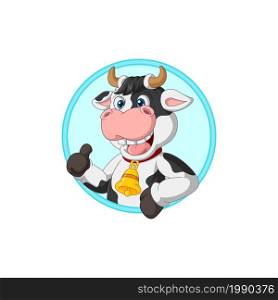 Cartoon funny cow giving a thumb up