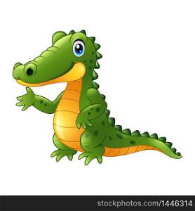 Cartoon funny crocodile presenting