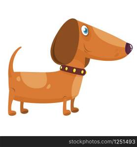 Cartoon Funny Dachshund Dog. Vector Illustration