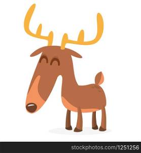 Cartoon funny deer character illustration. Vector isolated
