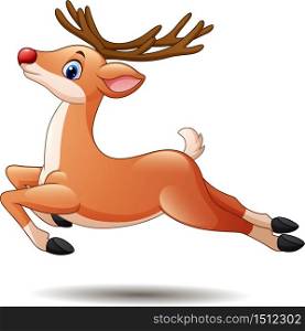 Cartoon funny deer jumping