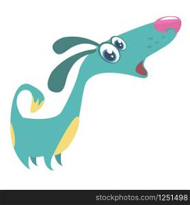 Cartoon funny dog singing. Flat design illustration