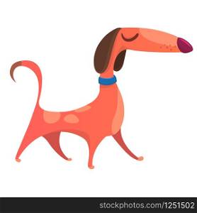 Cartoon funny dog walking. Flat design illustration