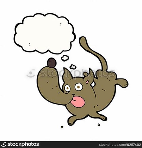 cartoon funny dog with thought bubble