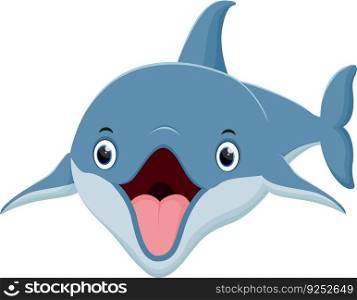 Cartoon funny dolphin, isolated on white background 