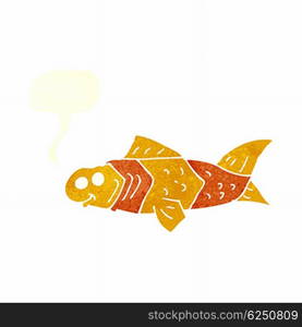 cartoon funny fish with speech bubble