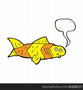 cartoon funny fish with speech bubble
