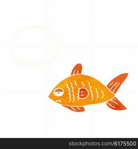 cartoon funny fish with thought bubble
