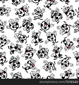 Cartoon funny football or soccer numbers seamless pattern of smiling digits. For sporting, education theme or interior design. Soccer or football numbers pattern
