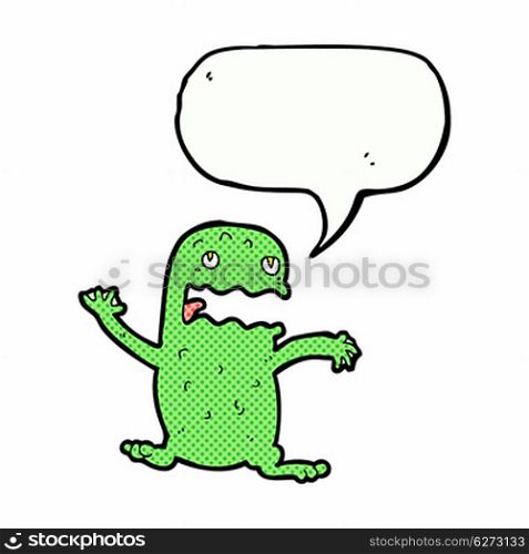 cartoon funny frog with speech bubble