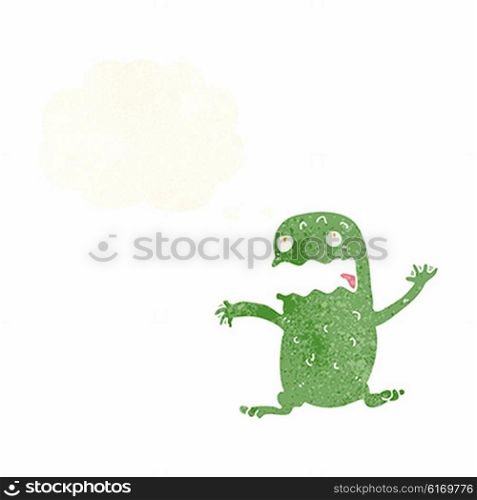 cartoon funny frog with thought bubble