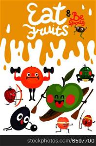 Cartoon Funny Fruits Poster