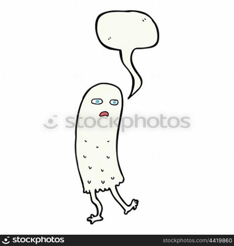 cartoon funny ghost with speech bubble