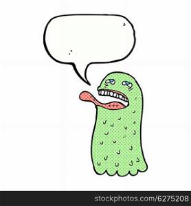 cartoon funny ghost with speech bubble