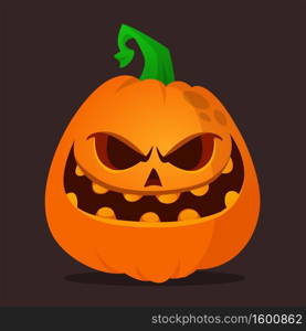 Cartoon funny halloween pumpkin head isolated. Vector illustration