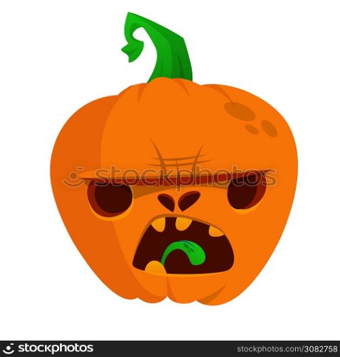 Cartoon funny halloween pumpkin head isolated. Vector illustration