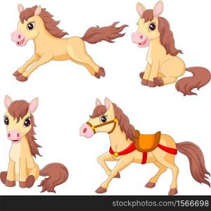 Cartoon funny horses collection set
