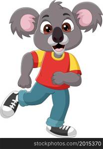 Cartoon funny koala in clothes posing