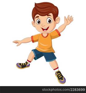 Cartoon funny little boy posing