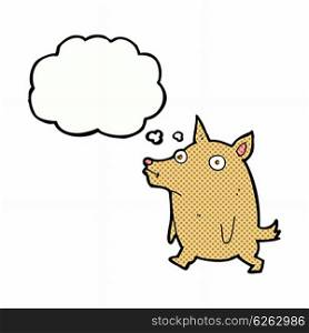 cartoon funny little dog with thought bubble