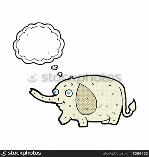 cartoon funny little elephant with thought bubble