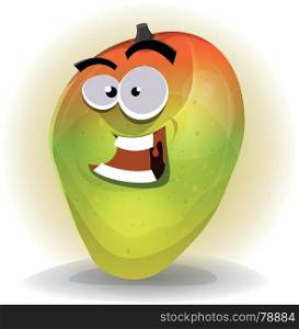 Cartoon Funny Mango Character. Illustration of a cartoon funny tropical mango character, happy and smiling