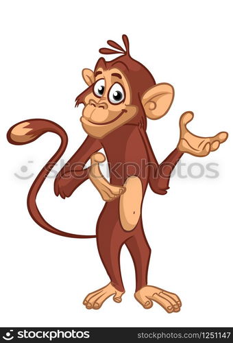 Cartoon funny monkey chimpanzee illustration isolated on white