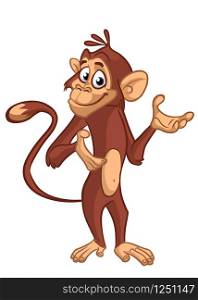Cartoon funny monkey chimpanzee illustration isolated on white