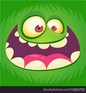 Cartoon funny monster face. Carnival monster mask for Halloween