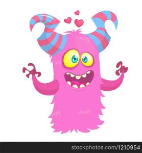 Cartoon funny monster in love. St Valentines Day