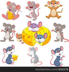 Cartoon funny mouse collection set