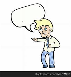 cartoon funny office man pointing with speech bubble