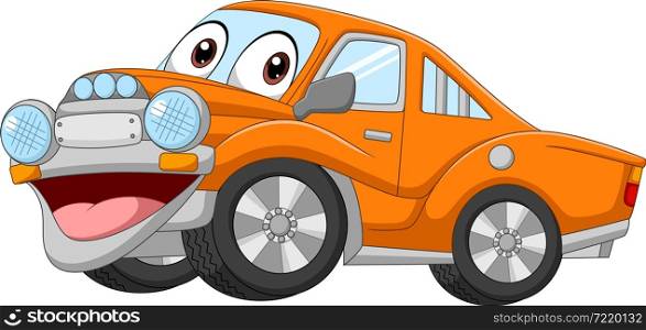 Cartoon funny orange car mascot character