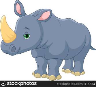 Cartoon funny rhinoceros Isolated on white background