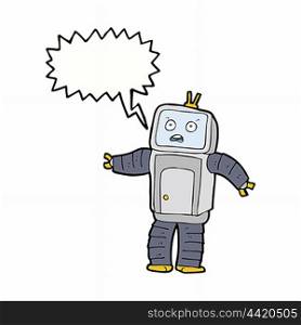 cartoon funny robot with speech bubble