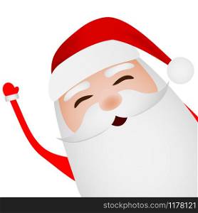 Cartoon funny santa claus waving hand isolated on white background. Cartoon funny santa claus waving hand isolated on white