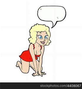 cartoon funny sexy woman with speech bubble