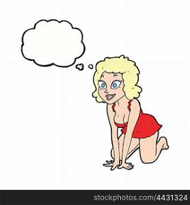 cartoon funny sexy woman with thought bubble