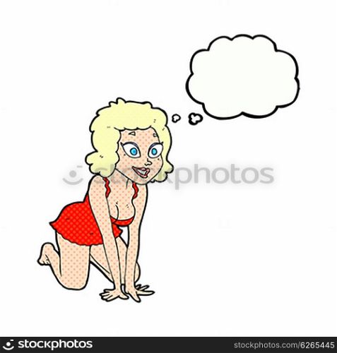 cartoon funny sexy woman with thought bubble