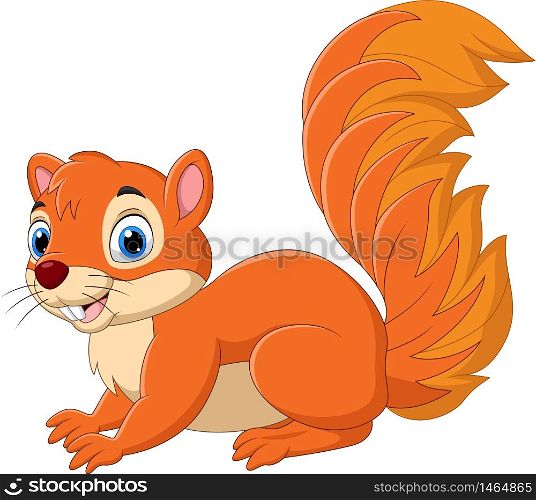 Cartoon funny squirrel isolated on white background
