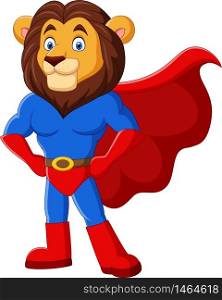 Cartoon funny superhero lion posing
