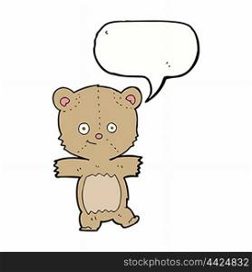 cartoon funny teddy bear with speech bubble