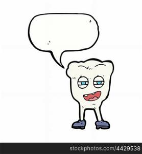 cartoon funny tooth character with speech bubble