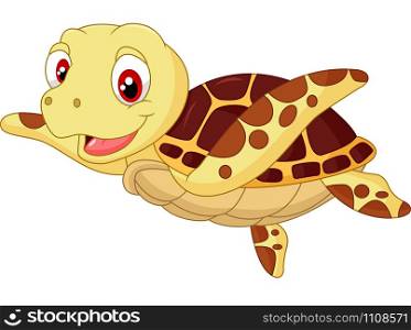 Cartoon funny turtle isolated on white background