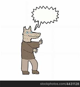 cartoon funny werewolf with speech bubble