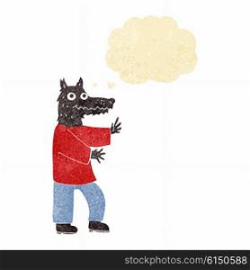 cartoon funny werewolf with thought bubble