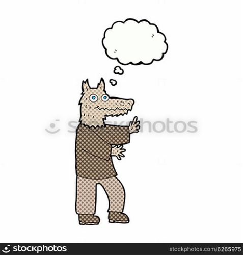 cartoon funny werewolf with thought bubble