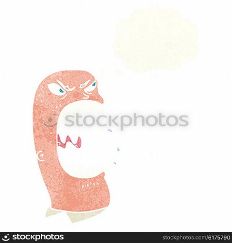 cartoon furious man shouting with thought bubble